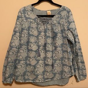 Faded Glory Denim Floral Top
